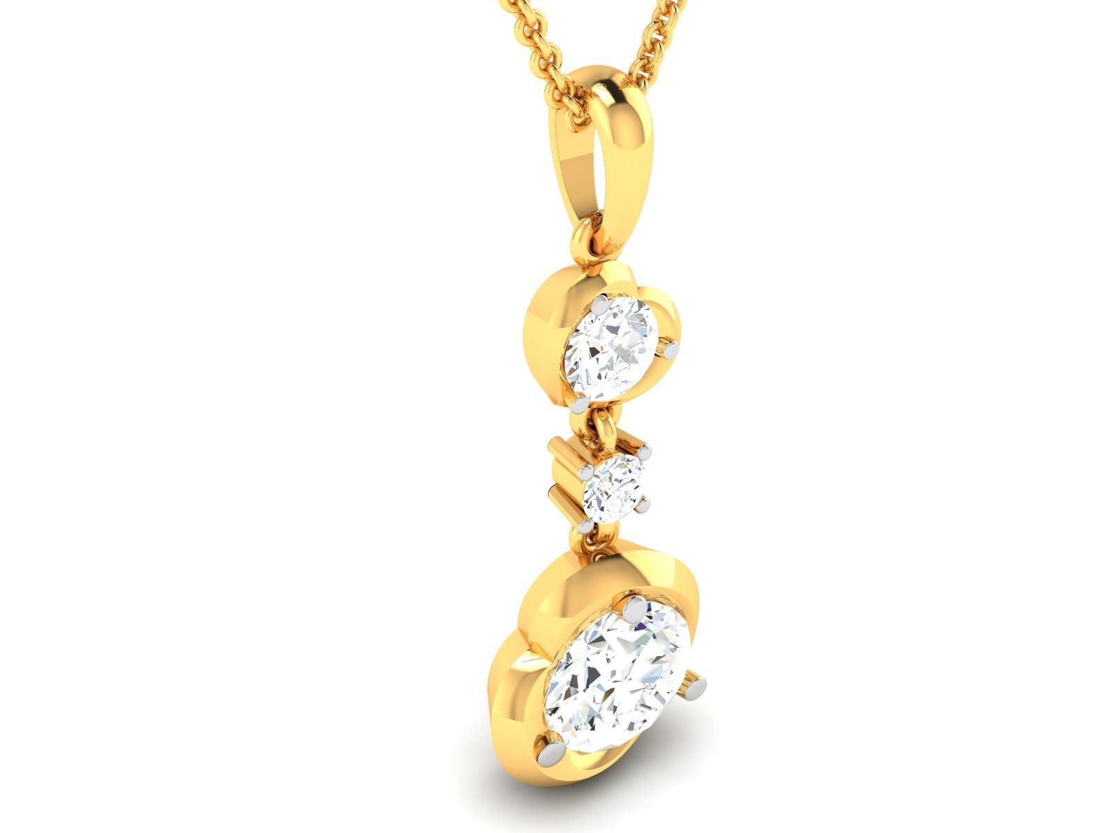 pendant-4126 diamond pendant gold 3D print model_2