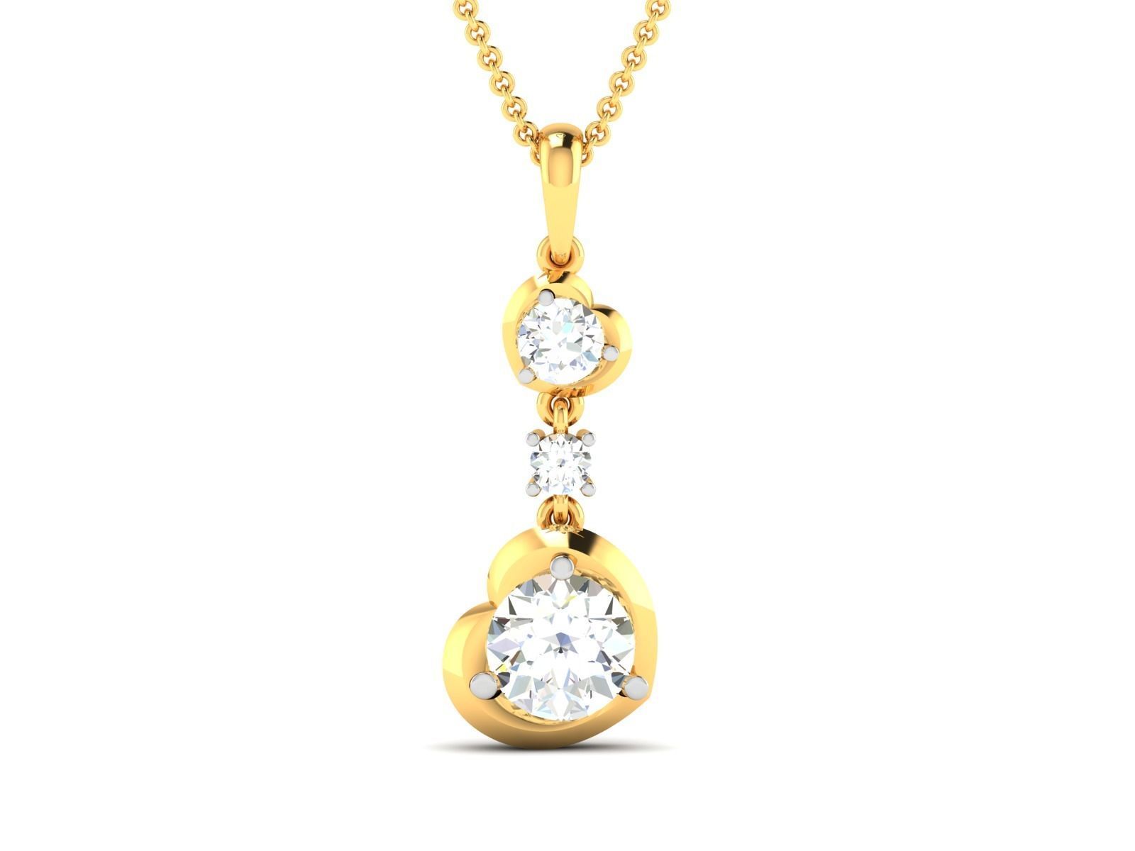pendant-4126 diamond pendant gold 3D print model_3
