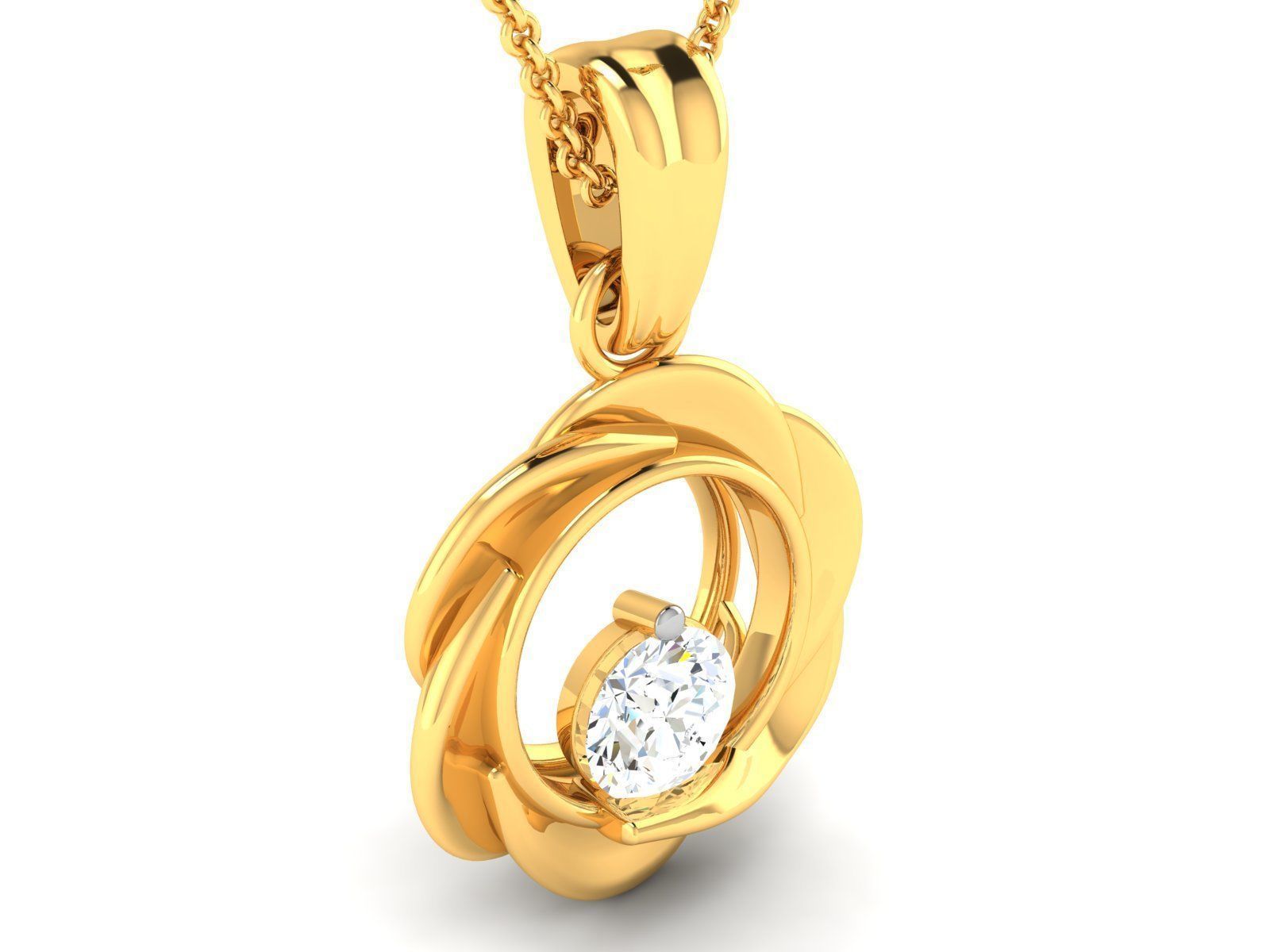 pendant-4082 gold pendant with diamond in center 3D print model_1
