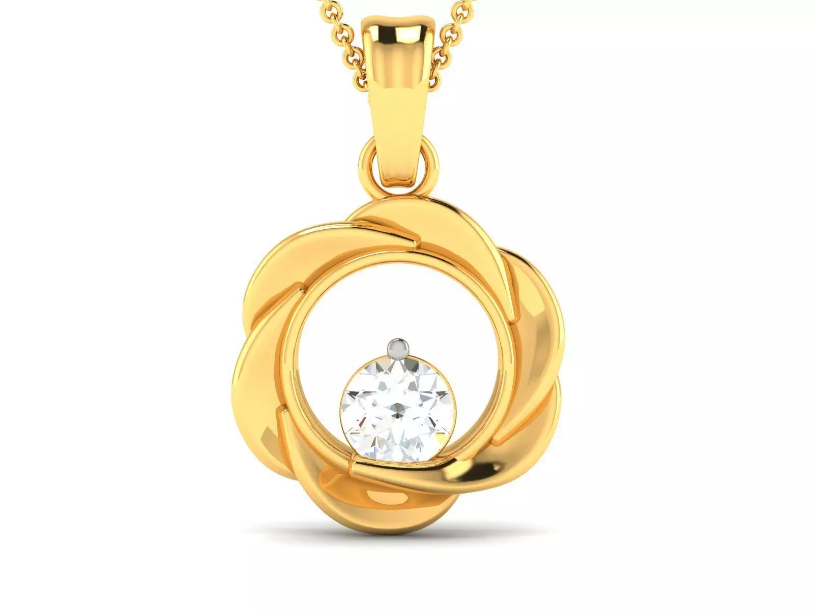 pendant-4082 gold pendant with diamond in center 3D print model_0