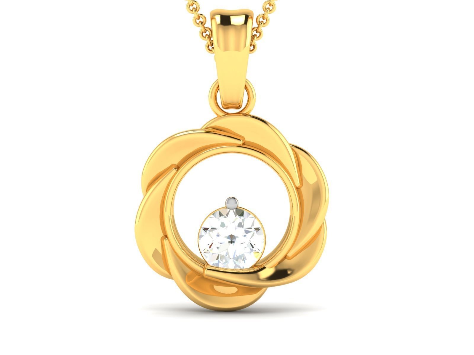pendant-4082 gold pendant with diamond in center 3D print model_3