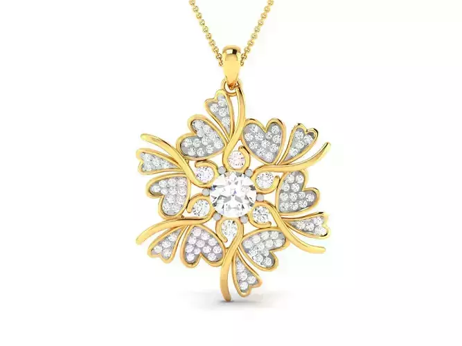 pendant-4077 flower pendant with diamonds in gold