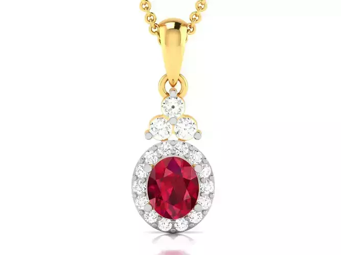 pendant-4066 oval ruby and diamond pendant
