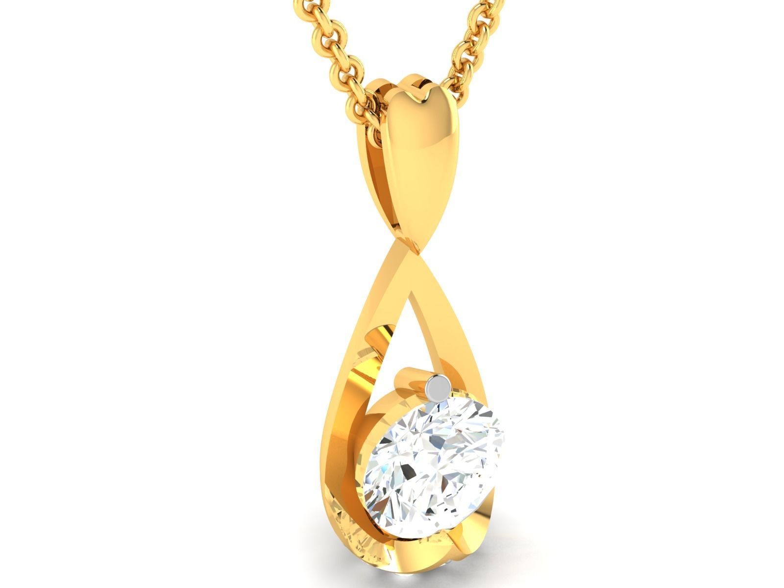 pendant-4055 diamond pendant gold 3D print model_1