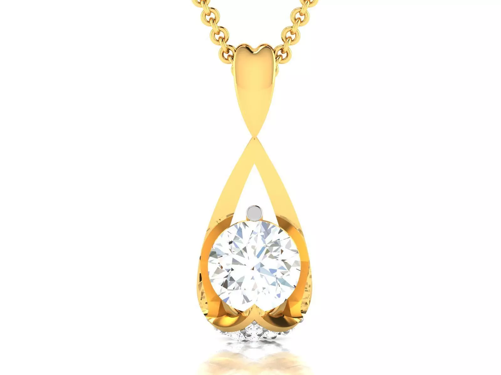 pendant-4055 diamond pendant gold 3D print model_0