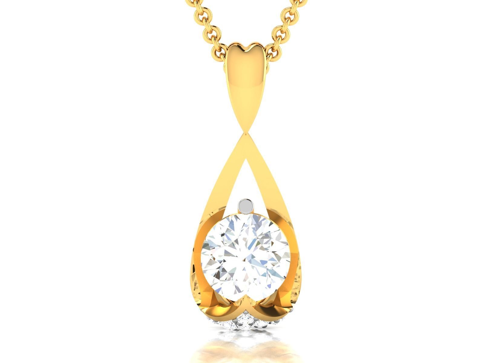 pendant-4055 diamond pendant gold 3D print model_3
