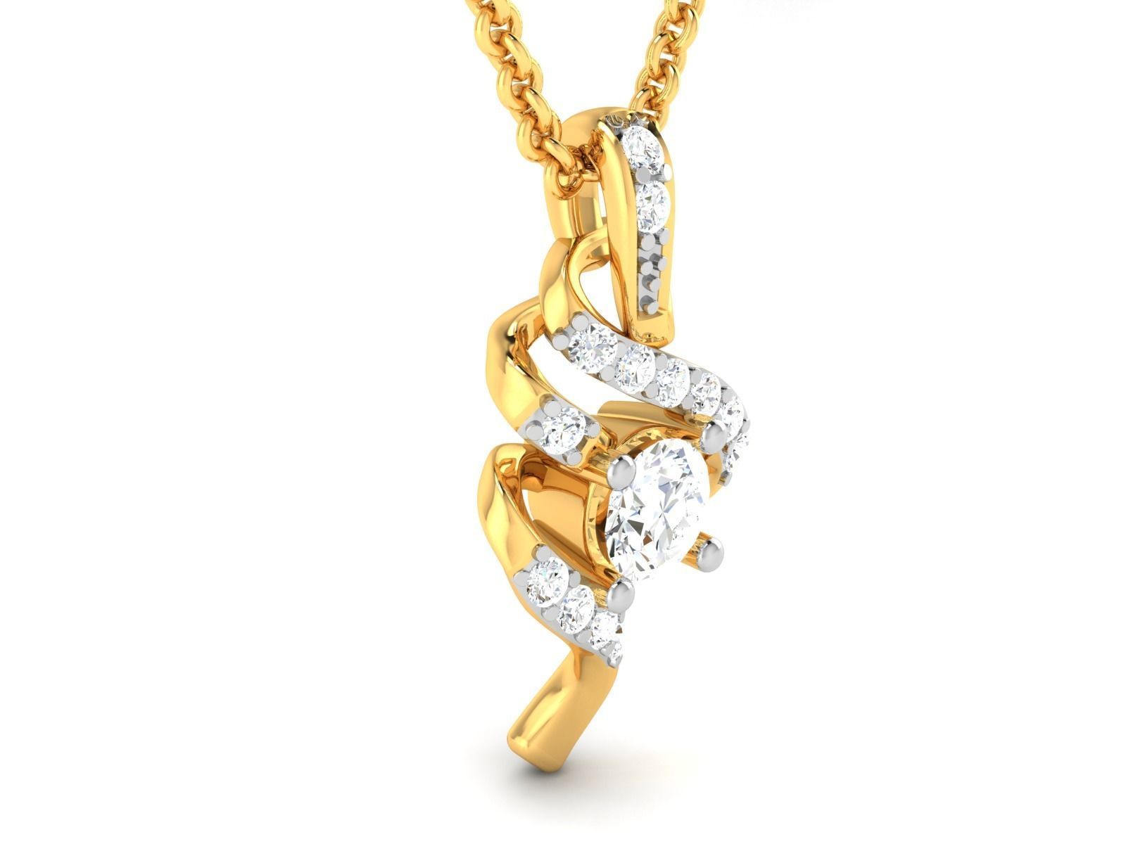 pendant-4034 diamond pendant gold 3D print model_2