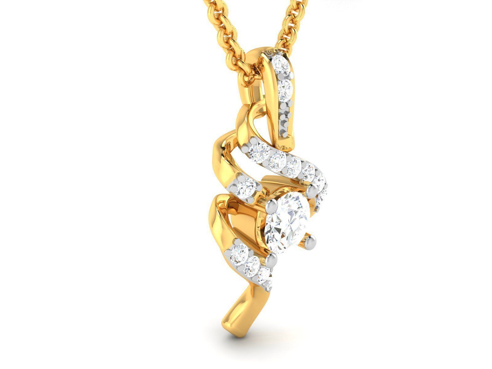pendant-4034 diamond pendant gold 3D print model_3