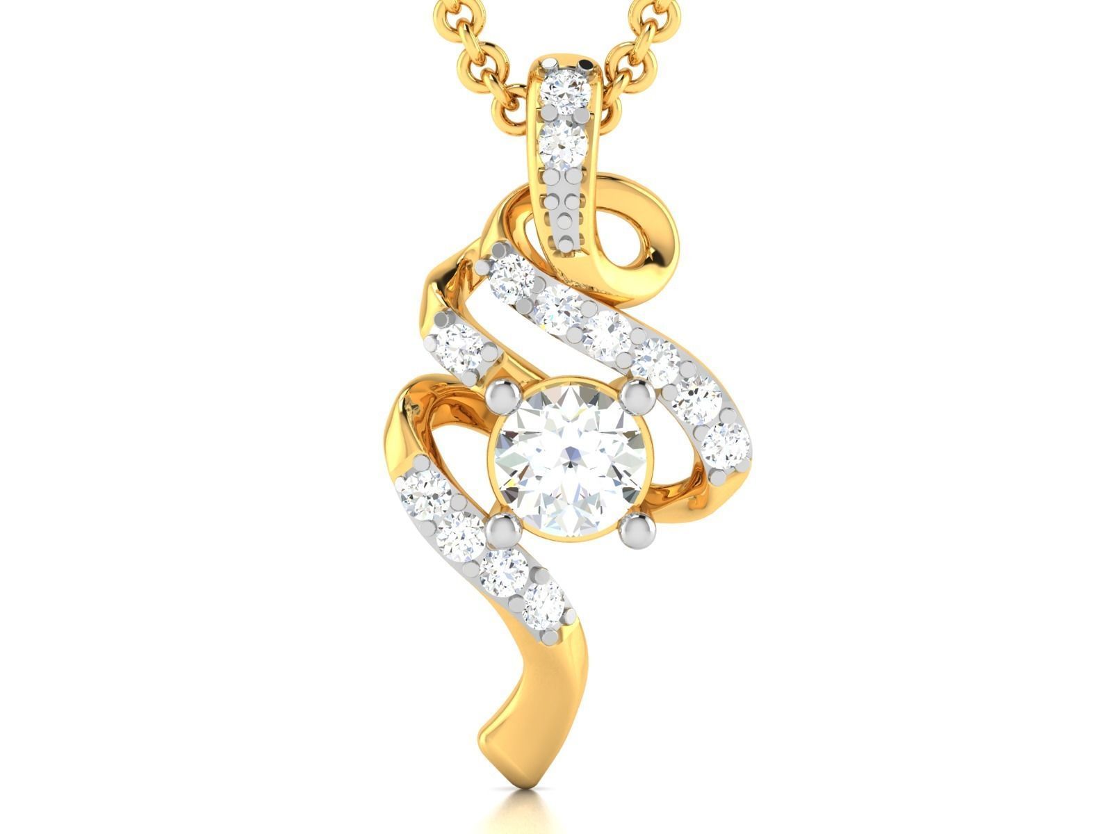 pendant-4034 diamond pendant gold 3D print model_4