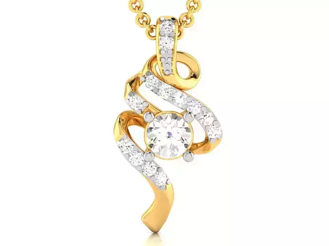 pendant-4034 diamond pendant gold 3D print model