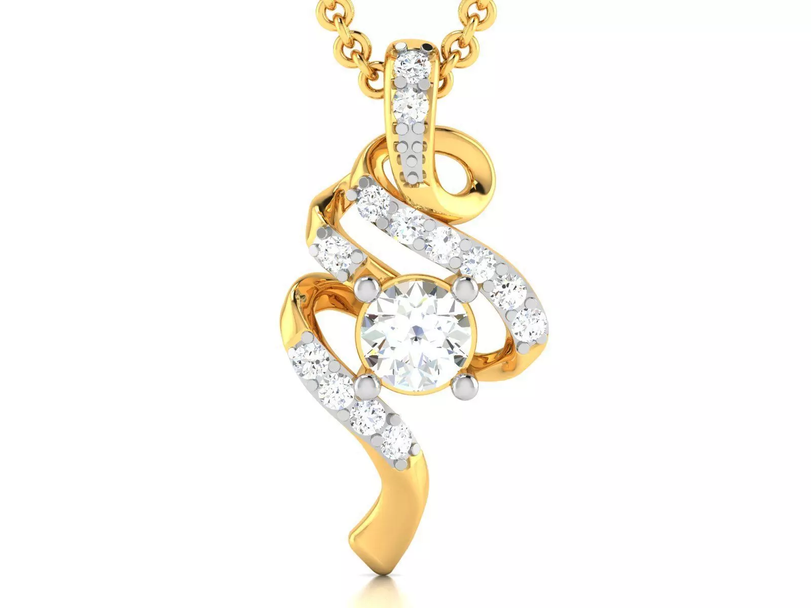 pendant-4034 diamond pendant gold 3D print model_0