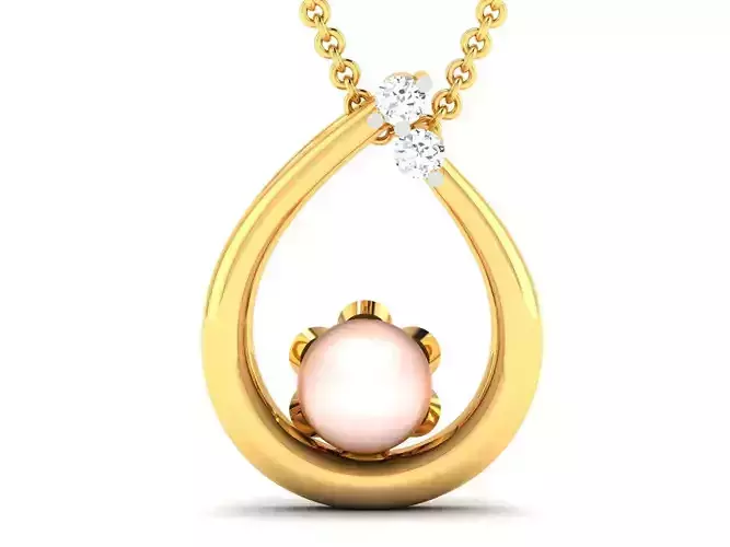 pendant-4001 pearl pendant with diamonds gold