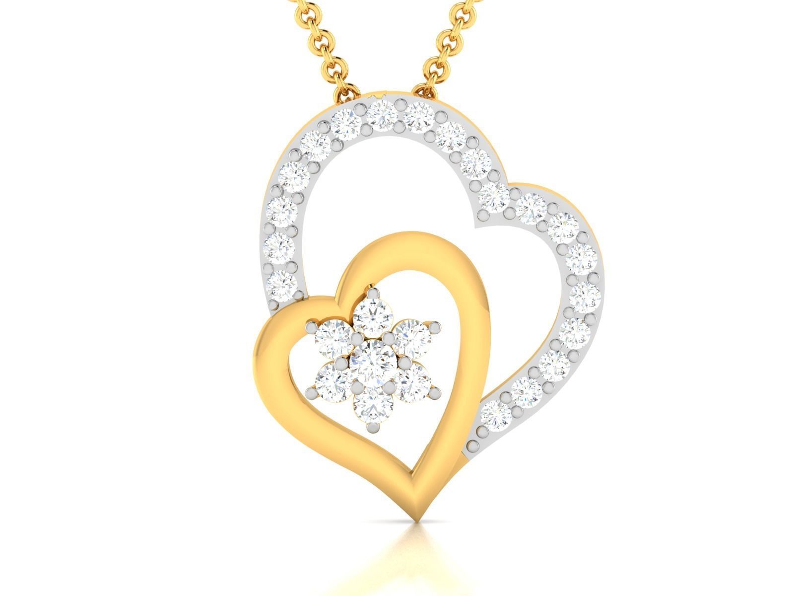 pendant-3804 diamond pendant gold 3D print model_4