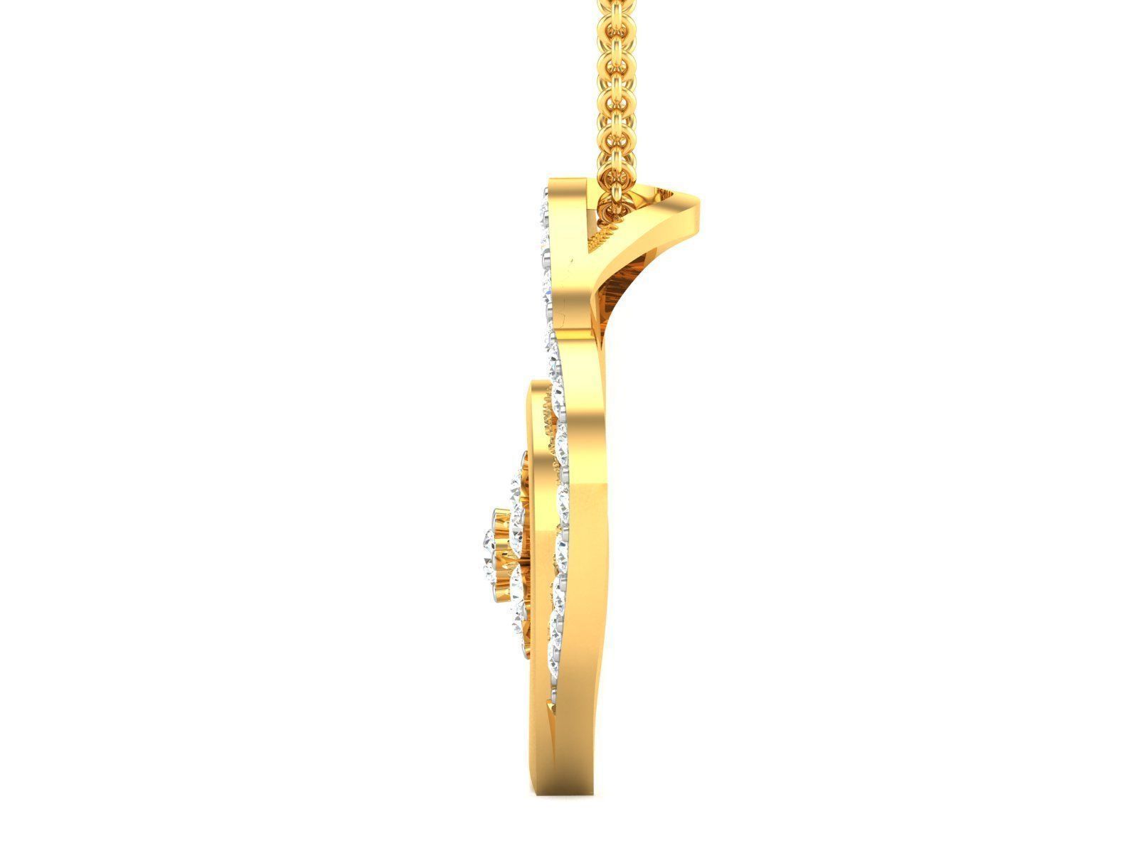 pendant-3804 diamond pendant gold 3D print model_5