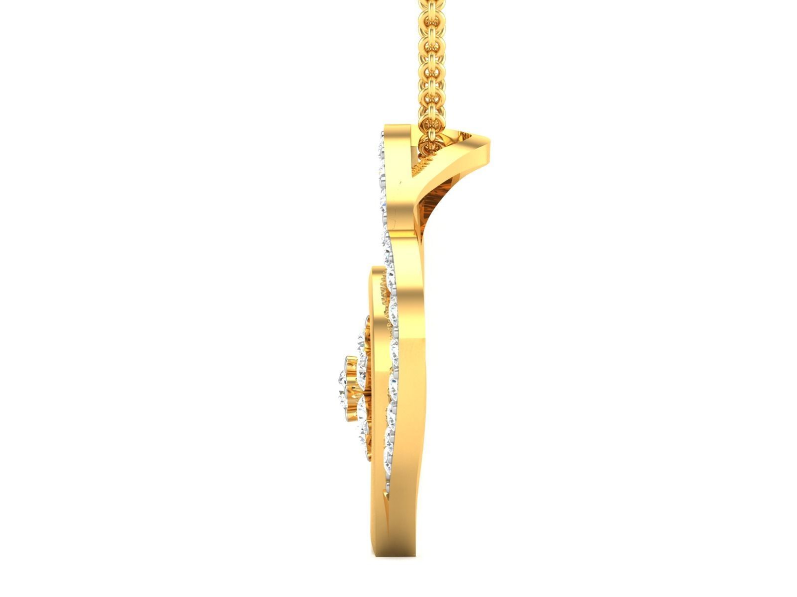 pendant-3804 diamond pendant gold 3D print model_6