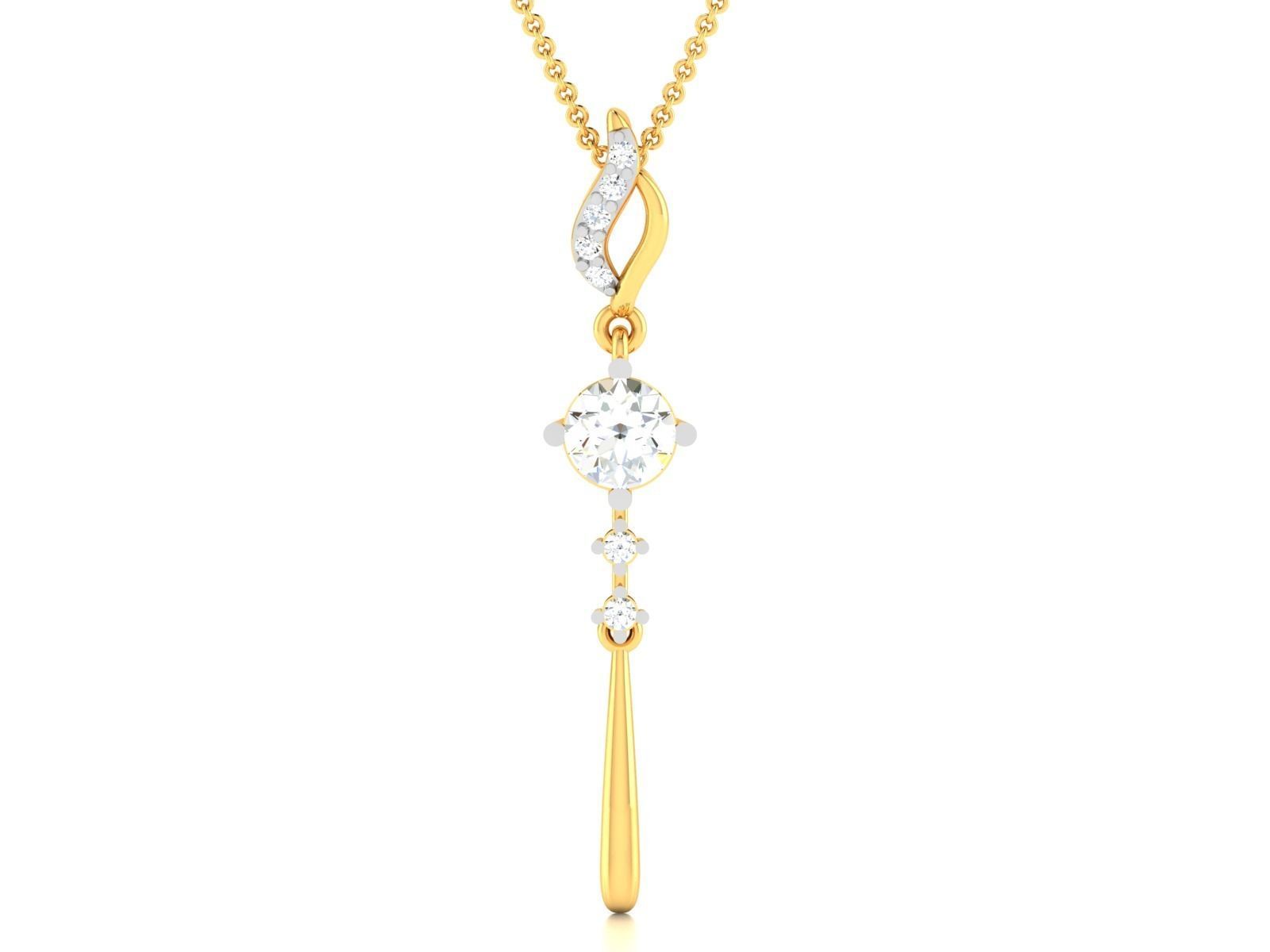 pendant-3799 gold pendant with diamond 3D print model_4