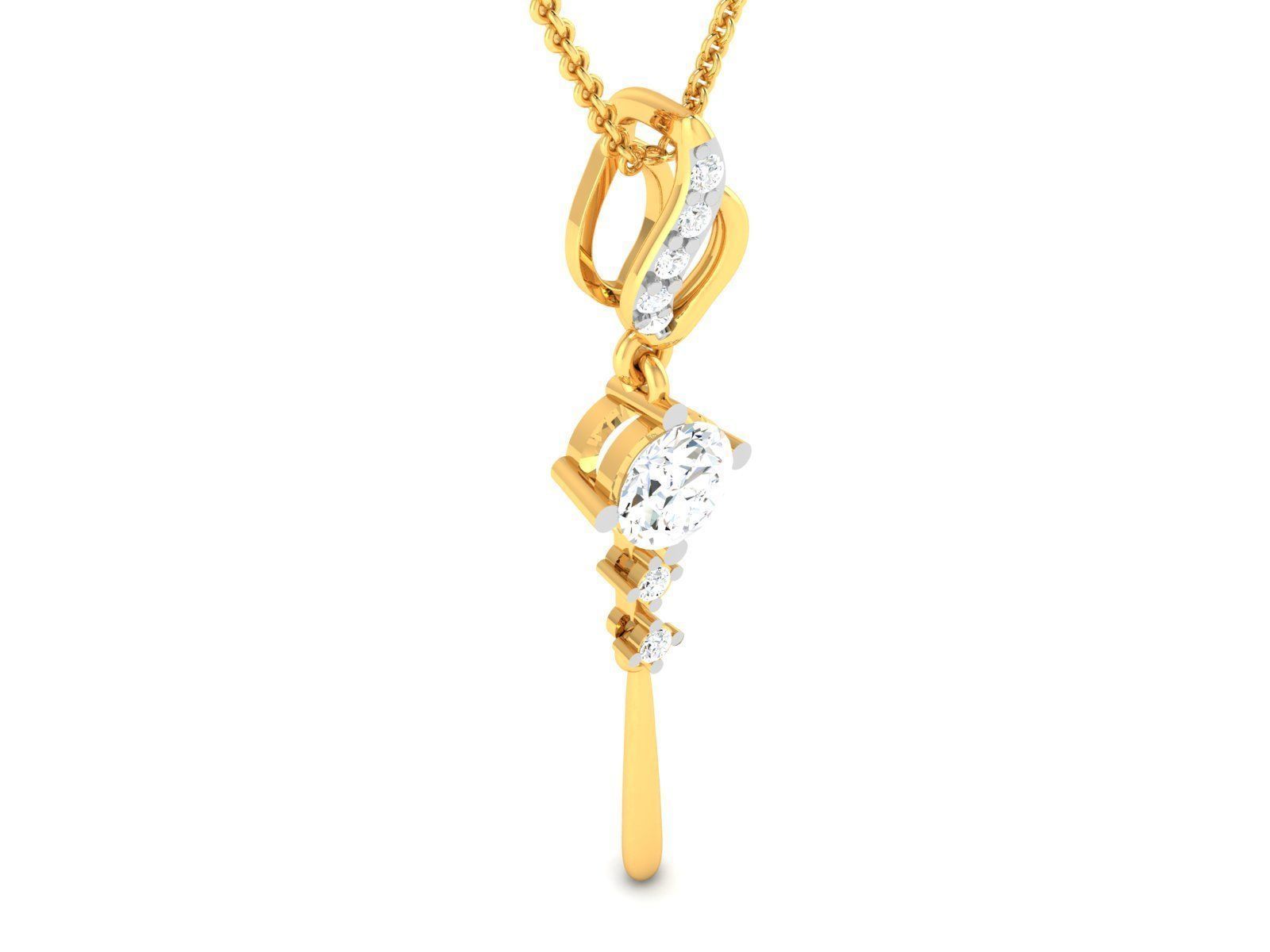 pendant-3799 gold pendant with diamond 3D print model_2