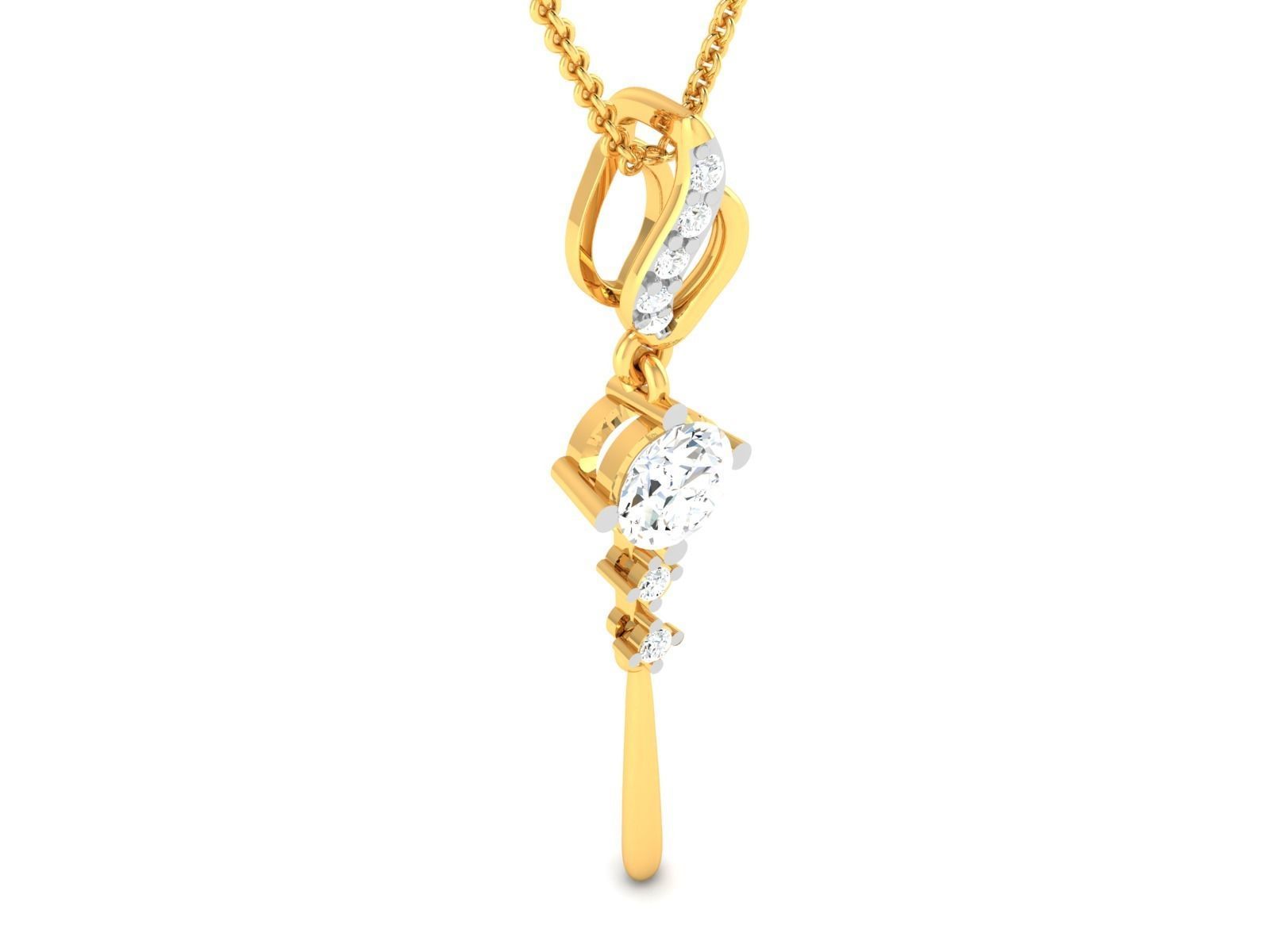 pendant-3799 gold pendant with diamond 3D print model_3