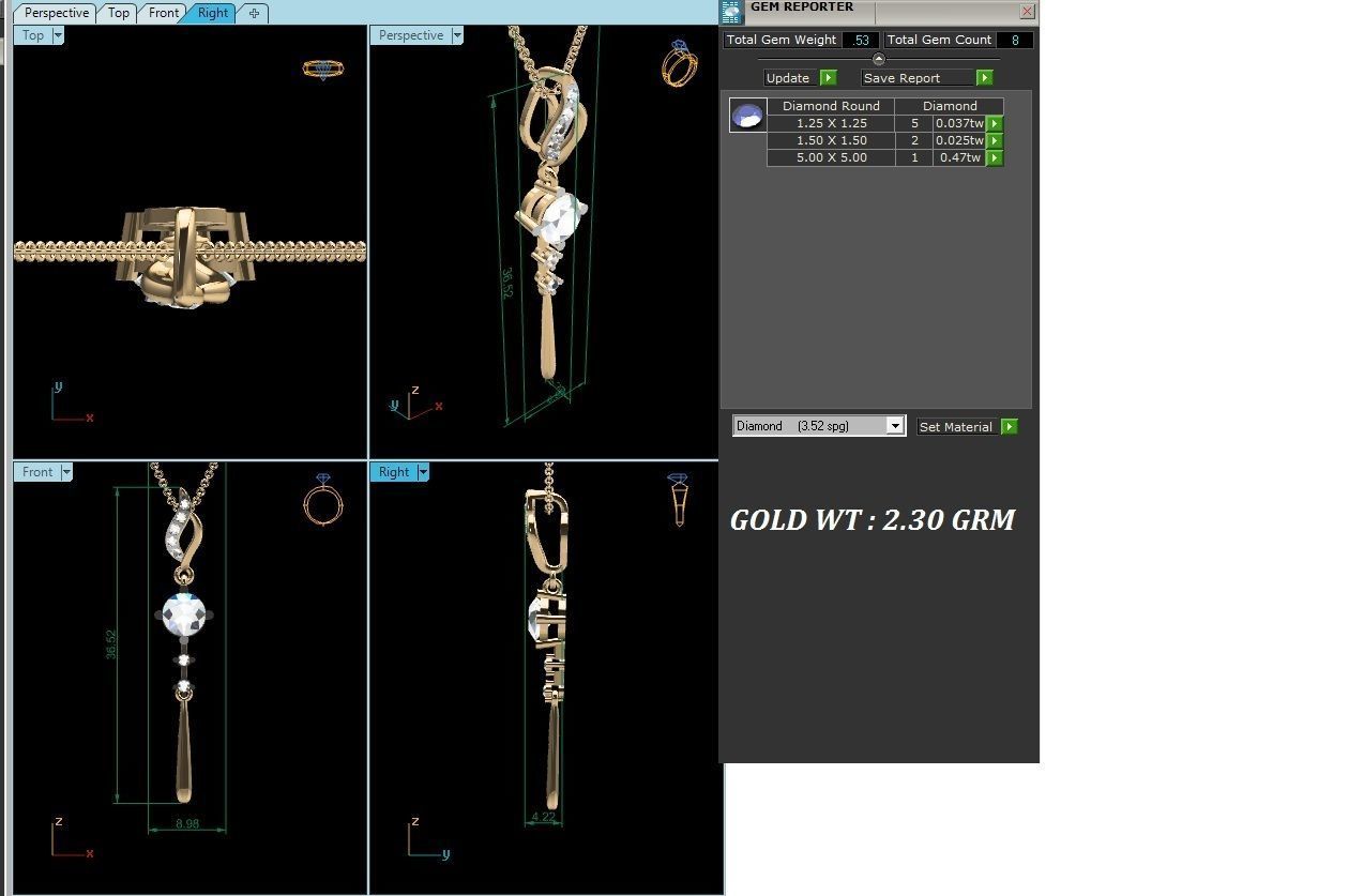 pendant-3799 gold pendant with diamond 3D print model_1