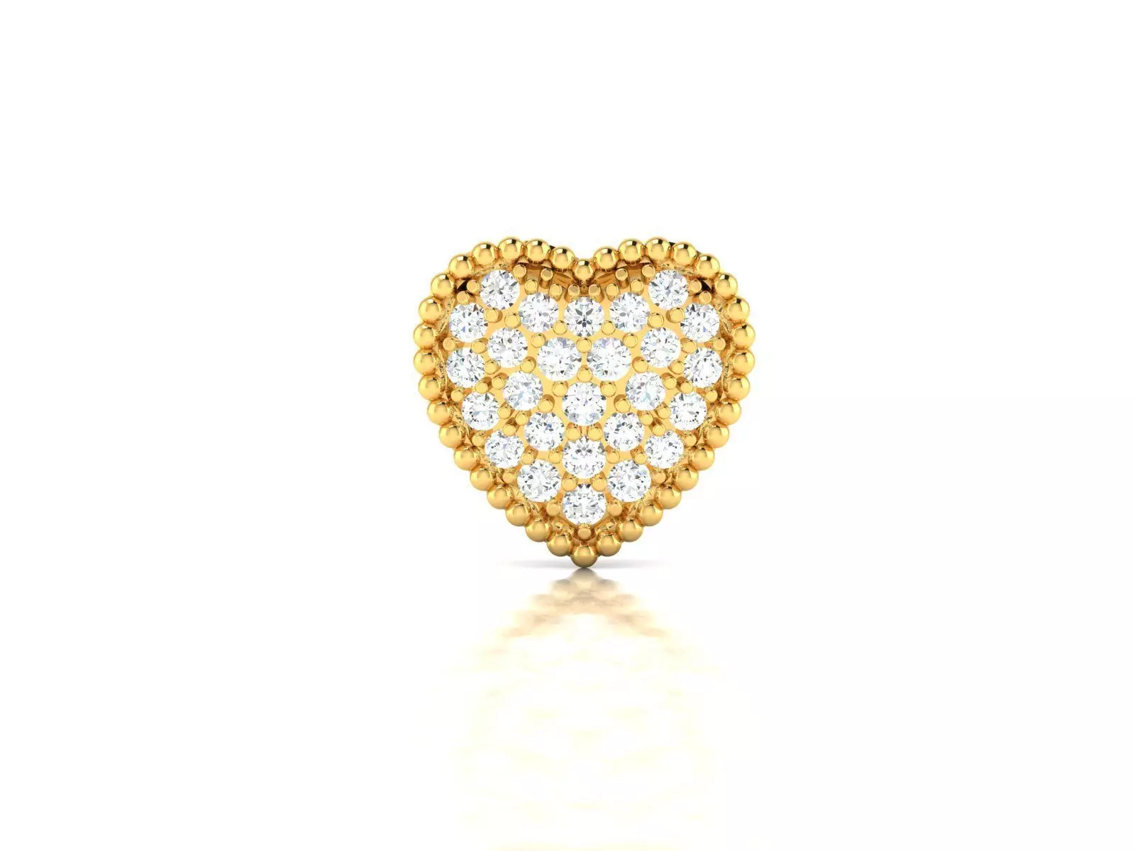 pendant-3766 heart shaped diamond stud earring gold 3D print model_0