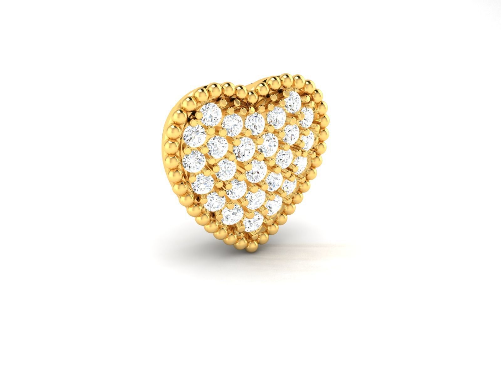 pendant-3766 heart shaped diamond stud earring gold 3D print model_2