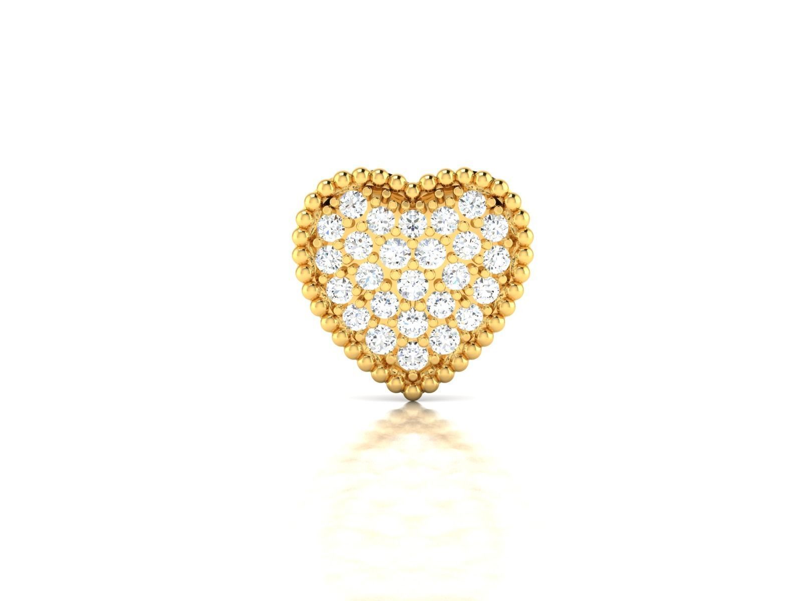 pendant-3766 heart shaped diamond stud earring gold 3D print model_3