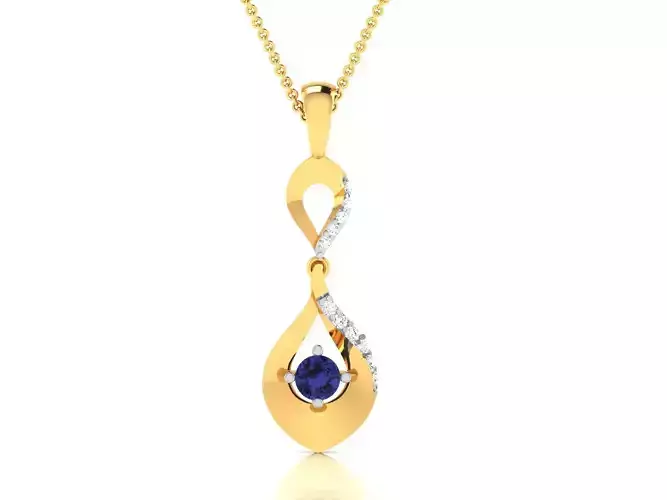 pendant-3753 sapphire and diamond pendant gold