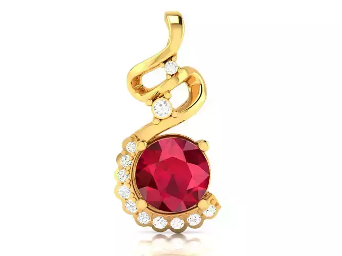 pendant-3724 oval ruby and diamond pendant