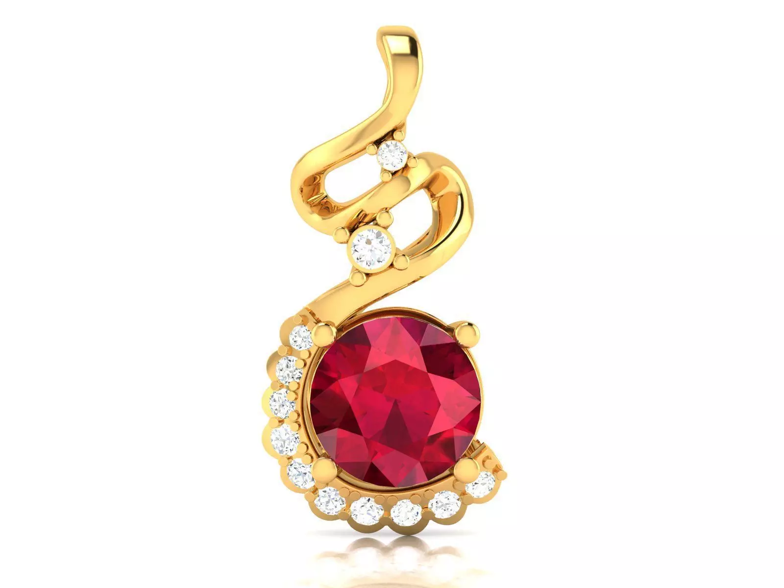pendant-3724 oval ruby and diamond pendant 3D print model