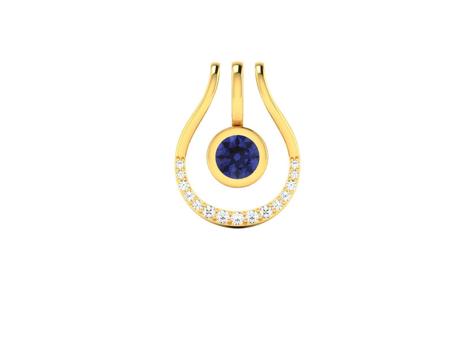 pendant-3697 sapphire and diamond pendant gold 3D print model_4