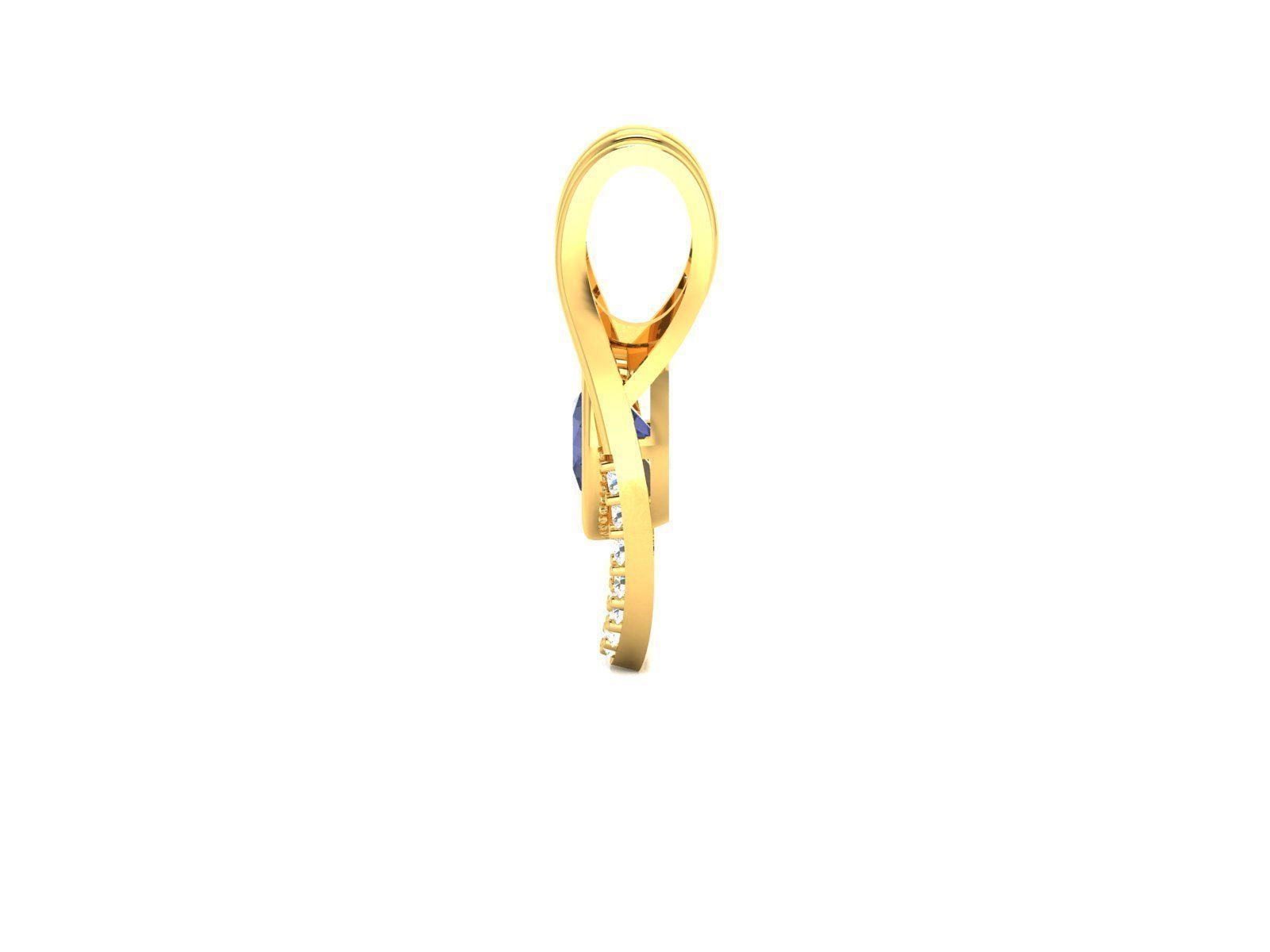 pendant-3697 sapphire and diamond pendant gold 3D print model_5