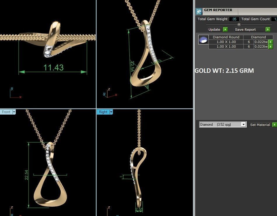 pendant-3566 gold pendant with diamonds 3D print model_6