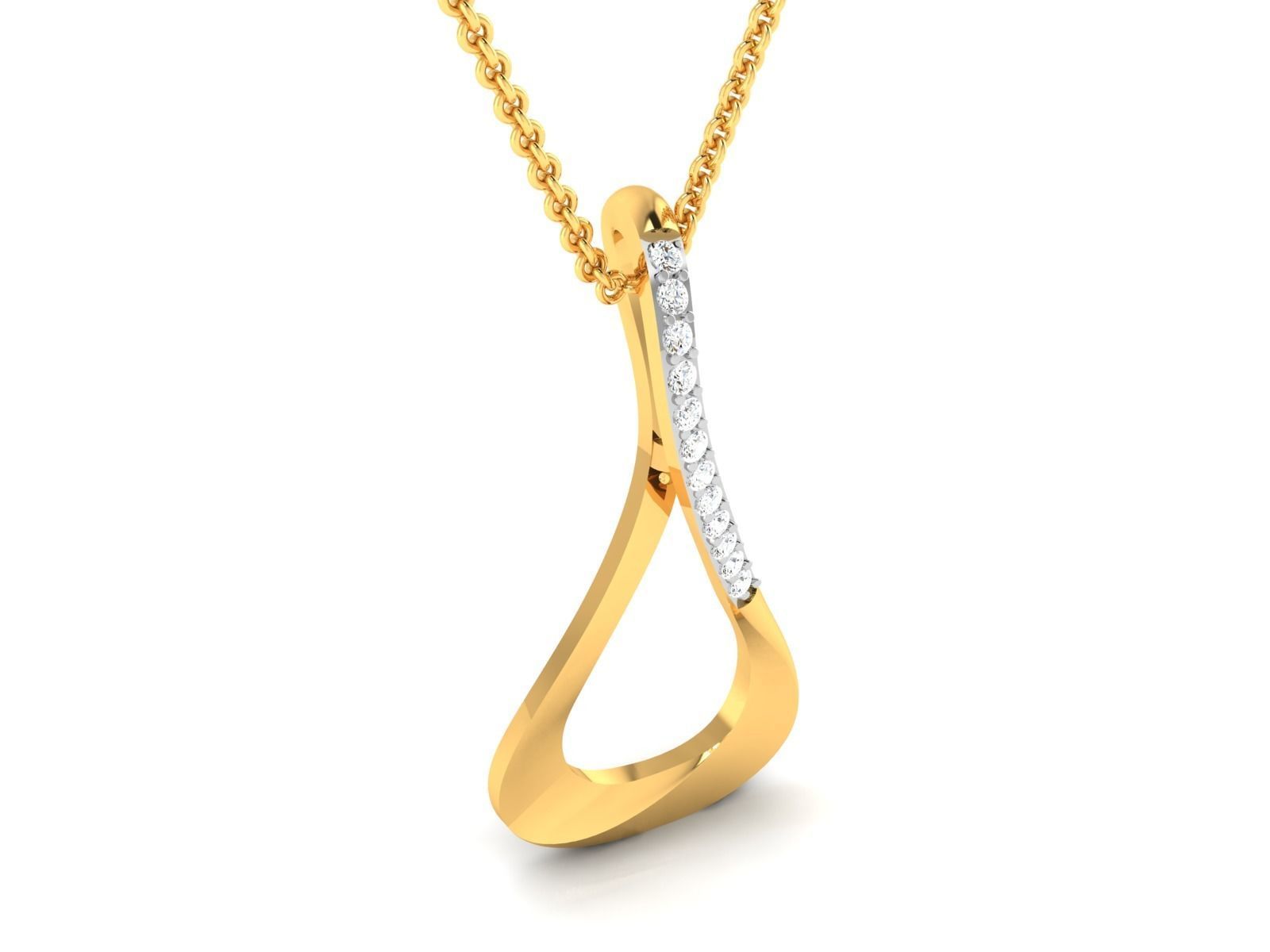 pendant-3566 gold pendant with diamonds 3D print model_1