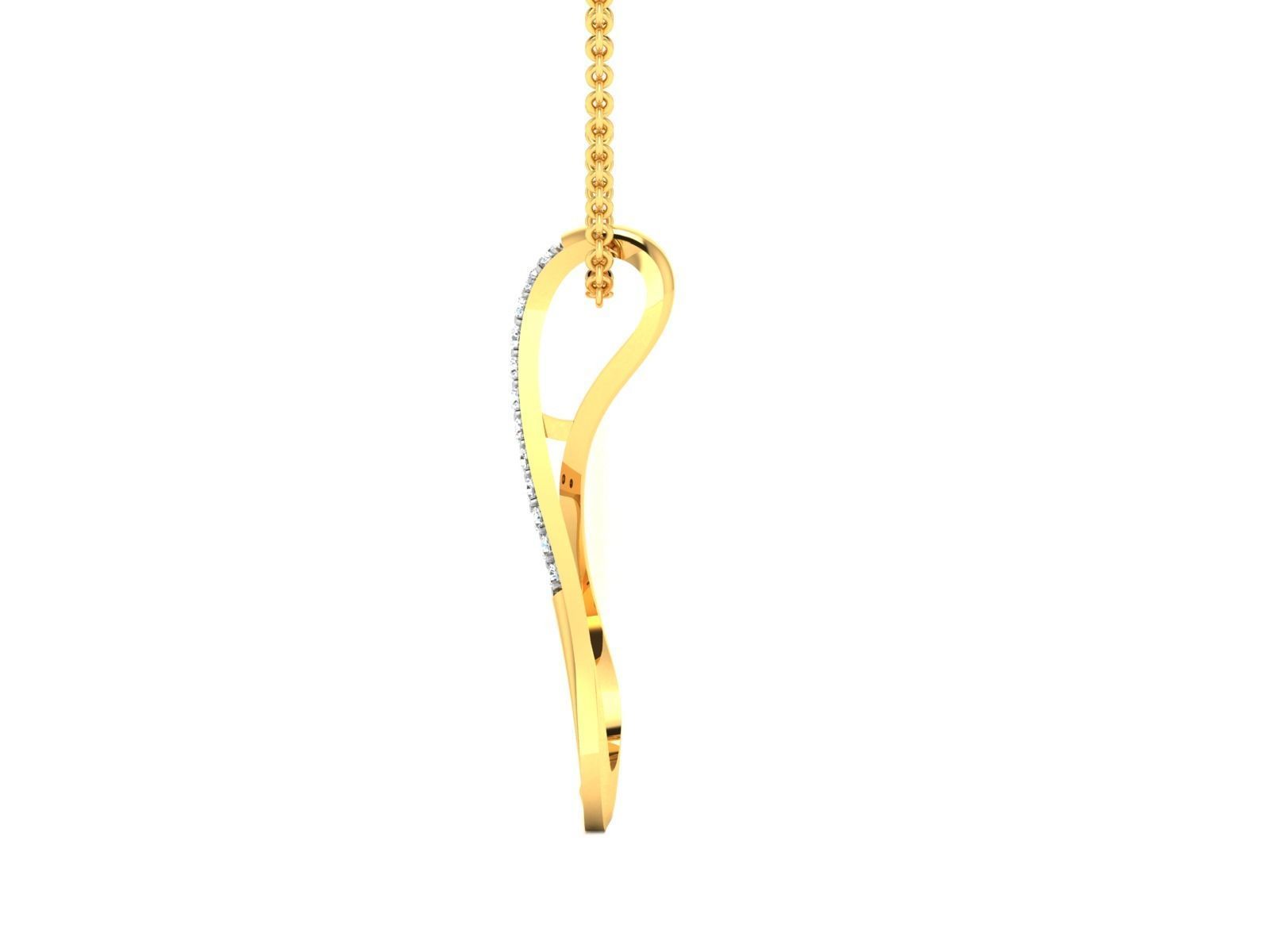 pendant-3566 gold pendant with diamonds 3D print model_5