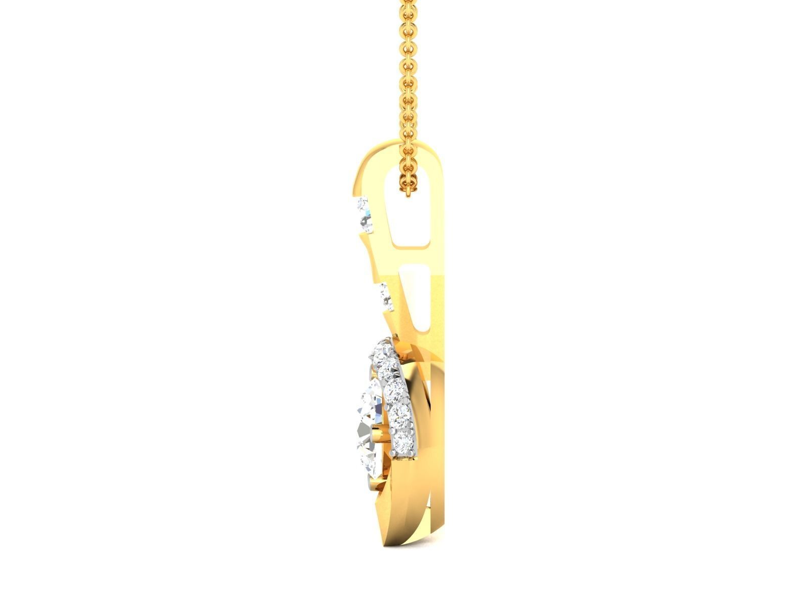 pendant-3562 diamond pendant gold 3D print model_4