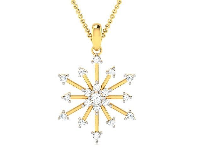 pendant-3553 diamond snowflake pendant gold 3D print model