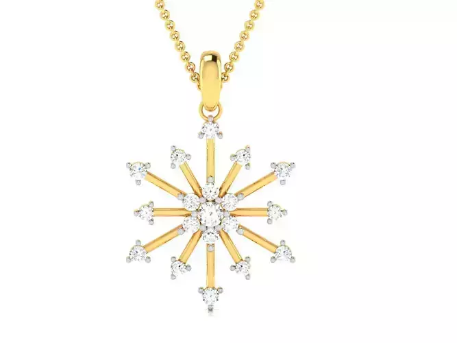 pendant-3553 diamond snowflake pendant gold