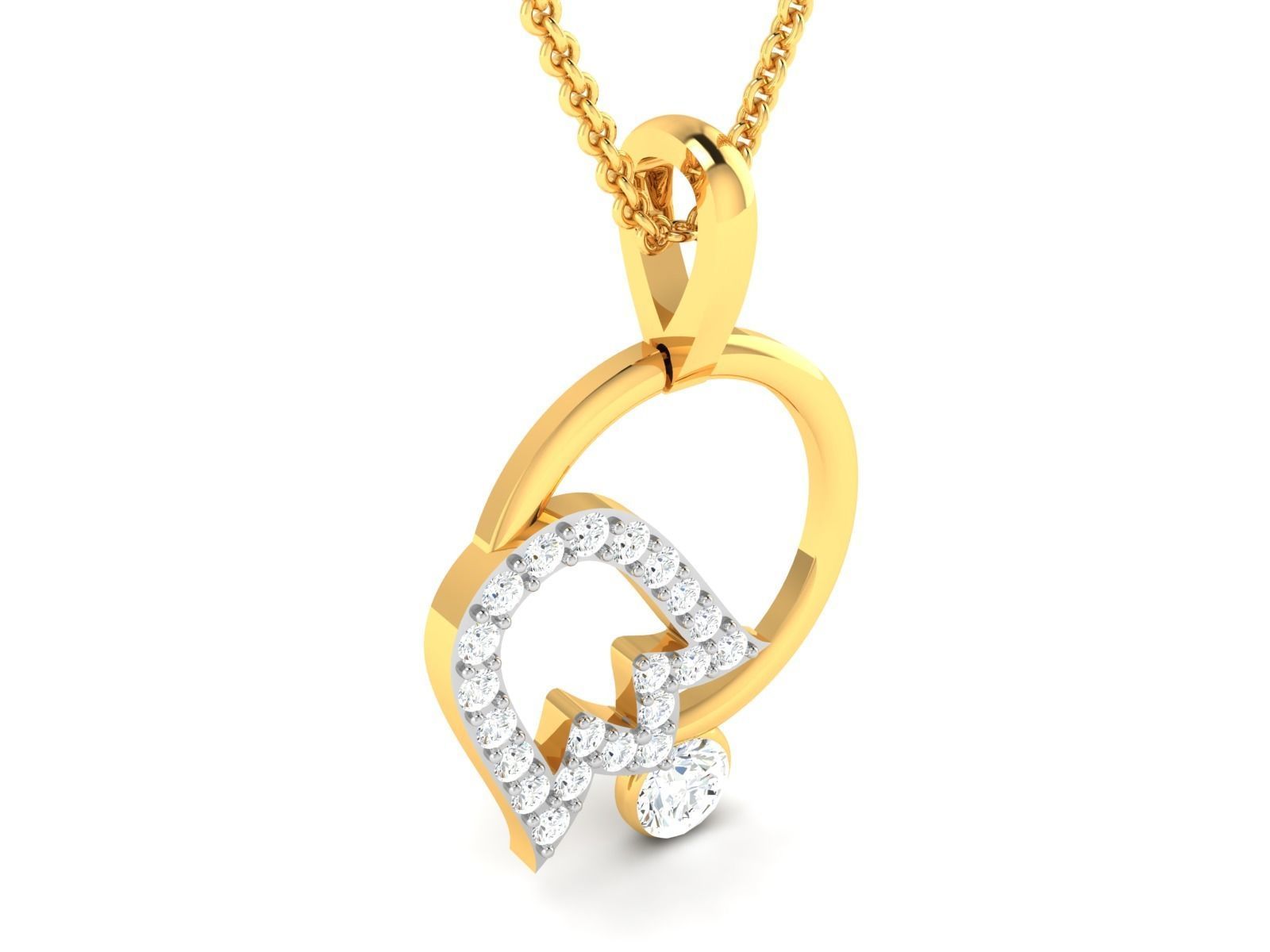 pendant-3480 diamond pendant gold 3D print model_2