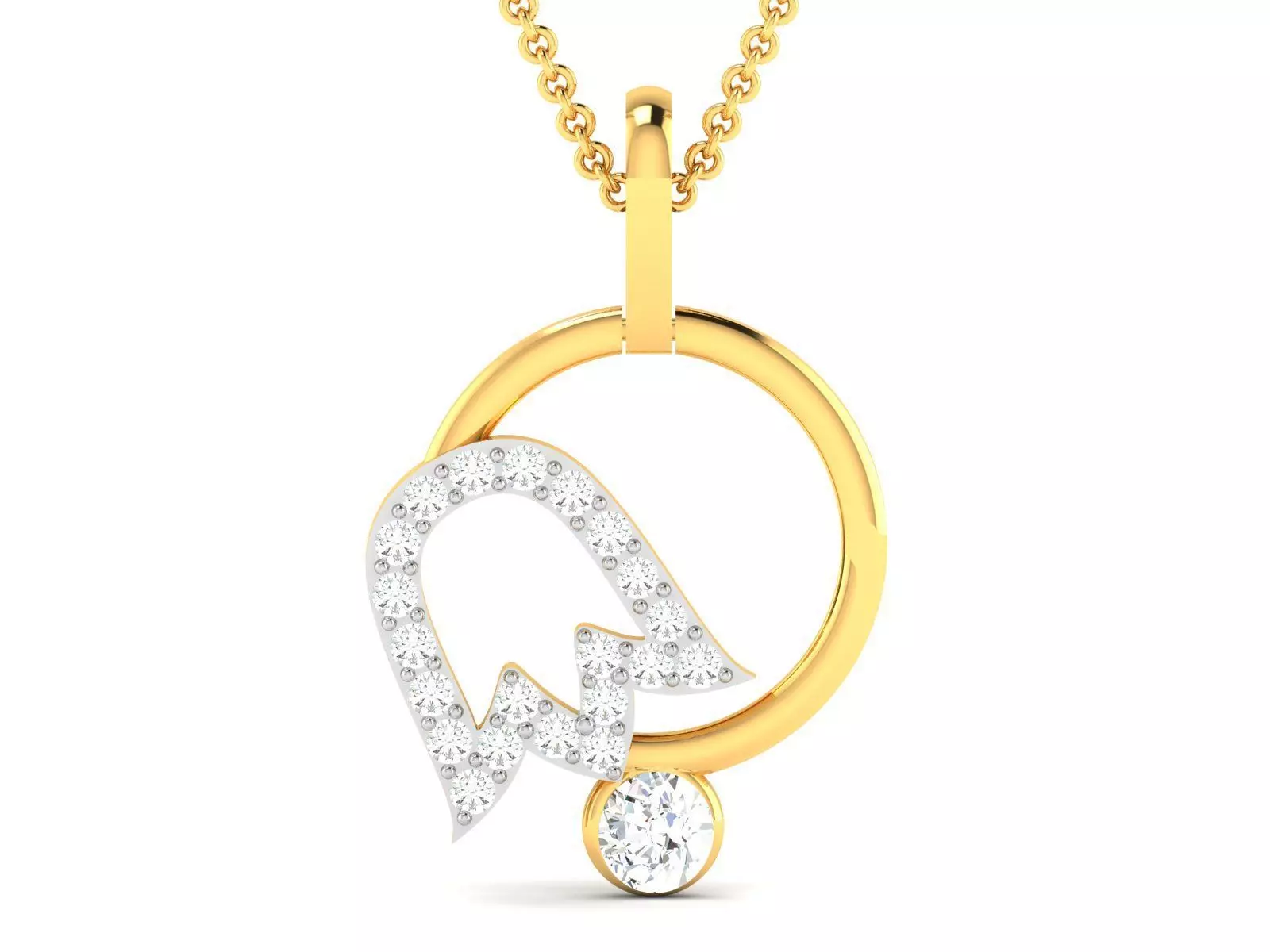 pendant-3480 diamond pendant gold 3D print model_0