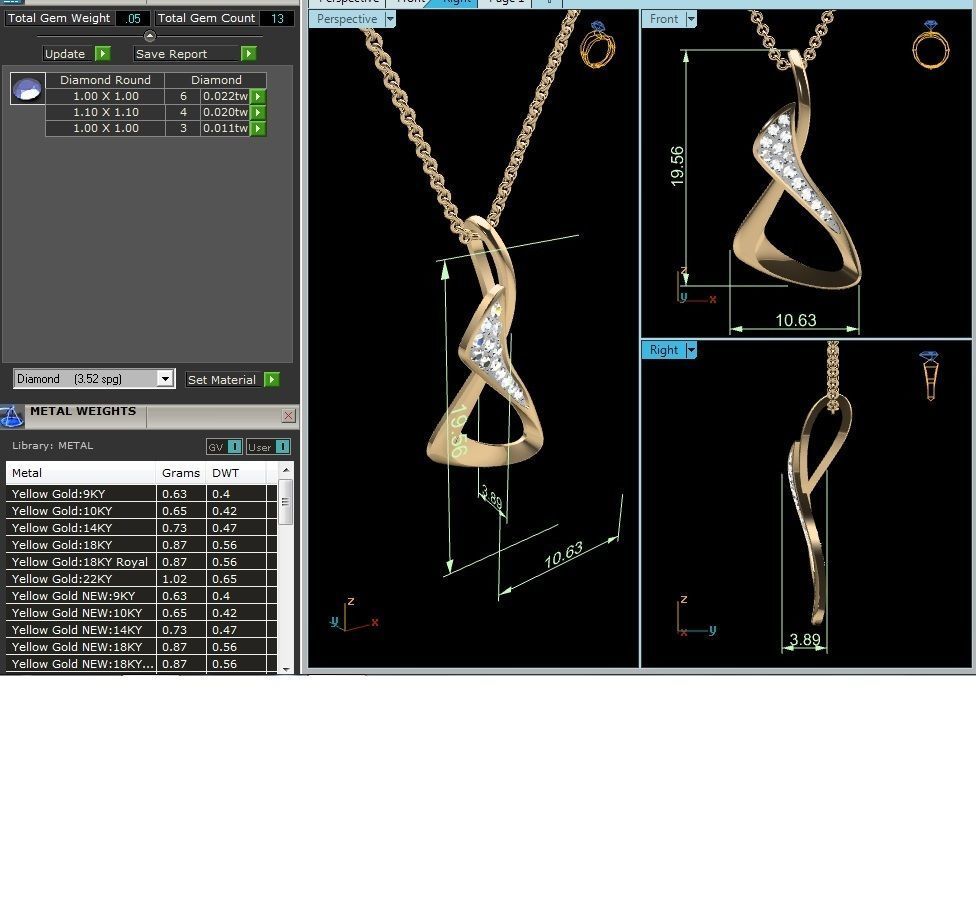 pendant-3468 diamond pendant gold 3D print model_6