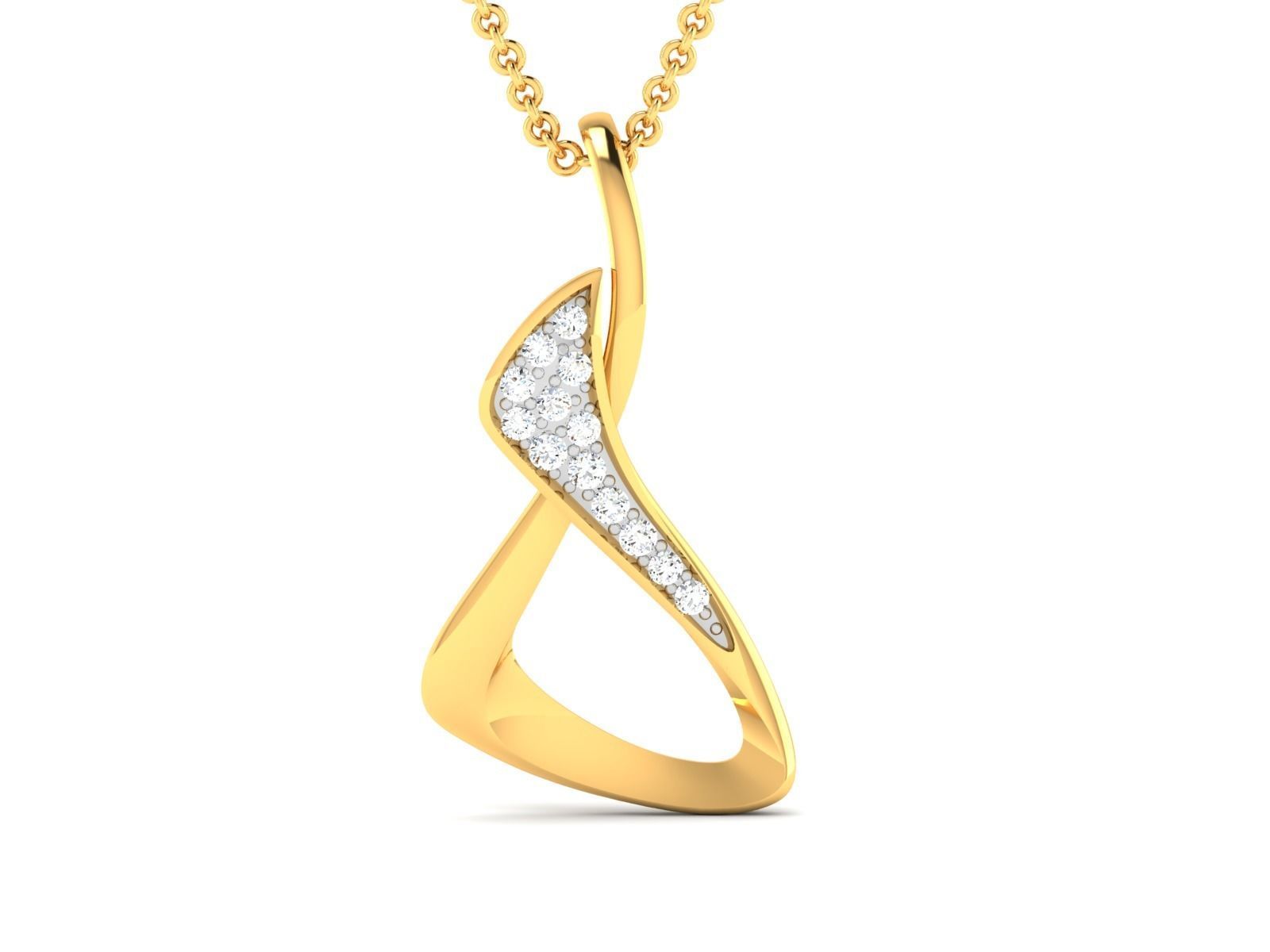 pendant-3468 diamond pendant gold 3D print model_3