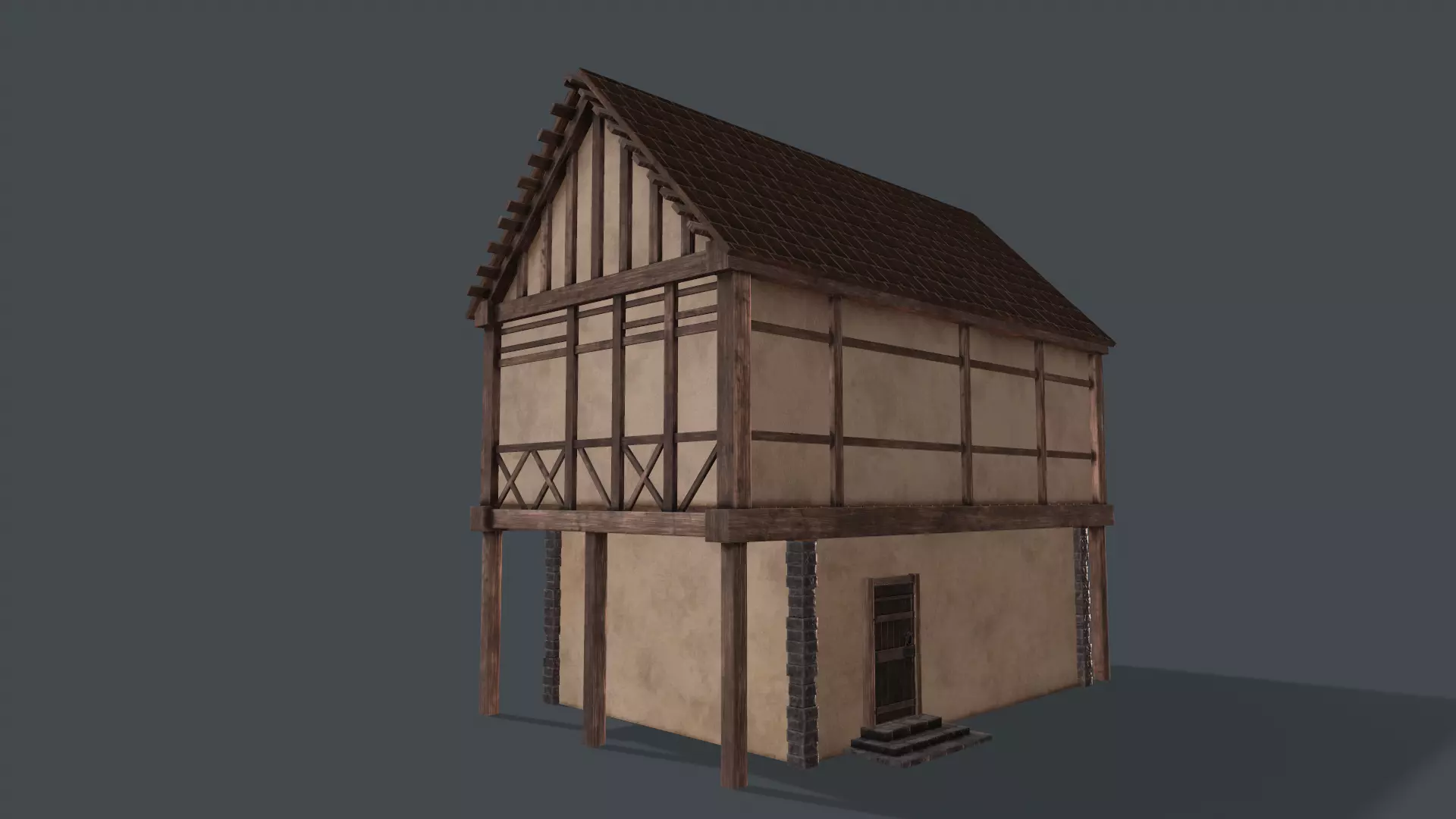 Medieval house Free low-poly 3D model