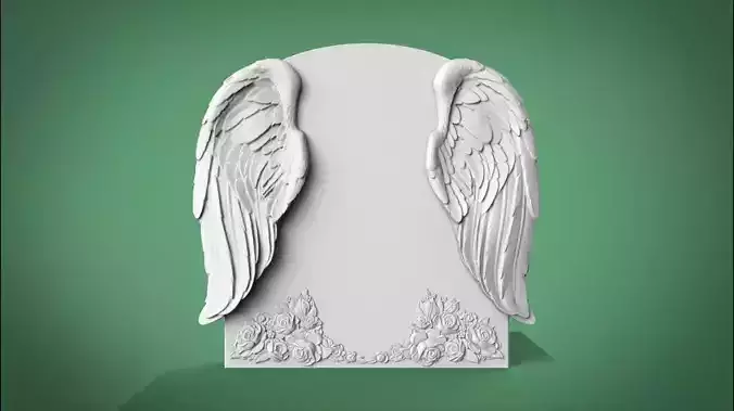 Memorial tombstone with wings