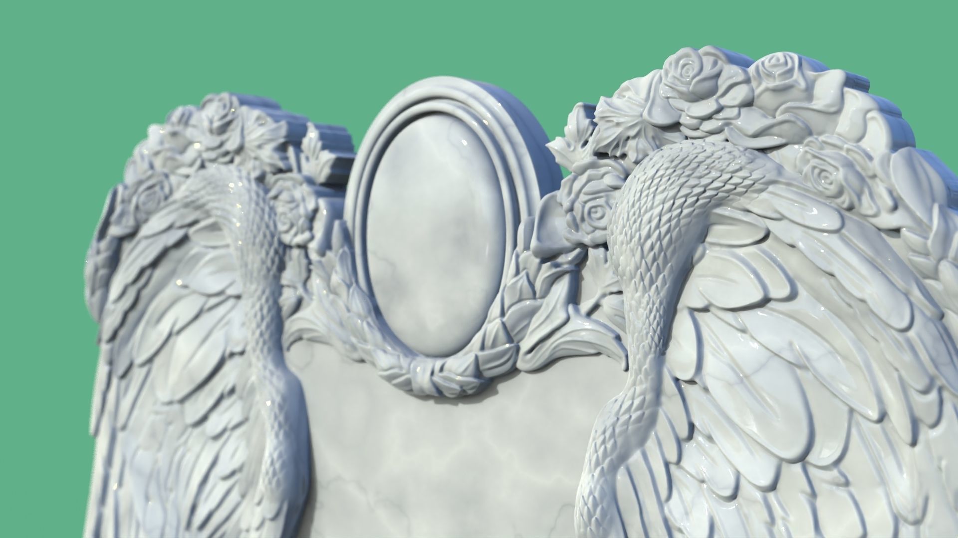Memorial tombstone with wings 3D print model_13