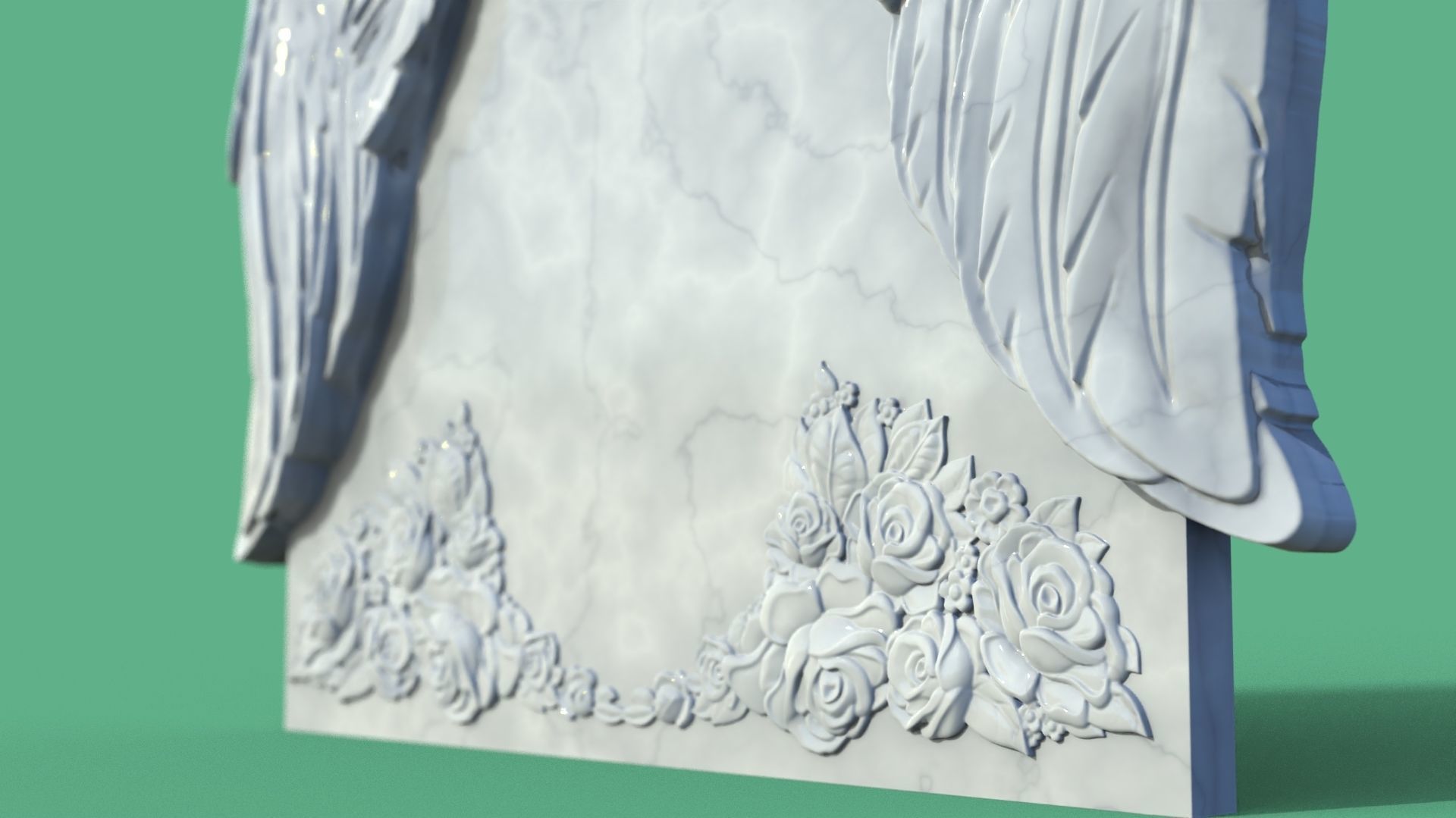 Memorial tombstone with wings 3D print model_14