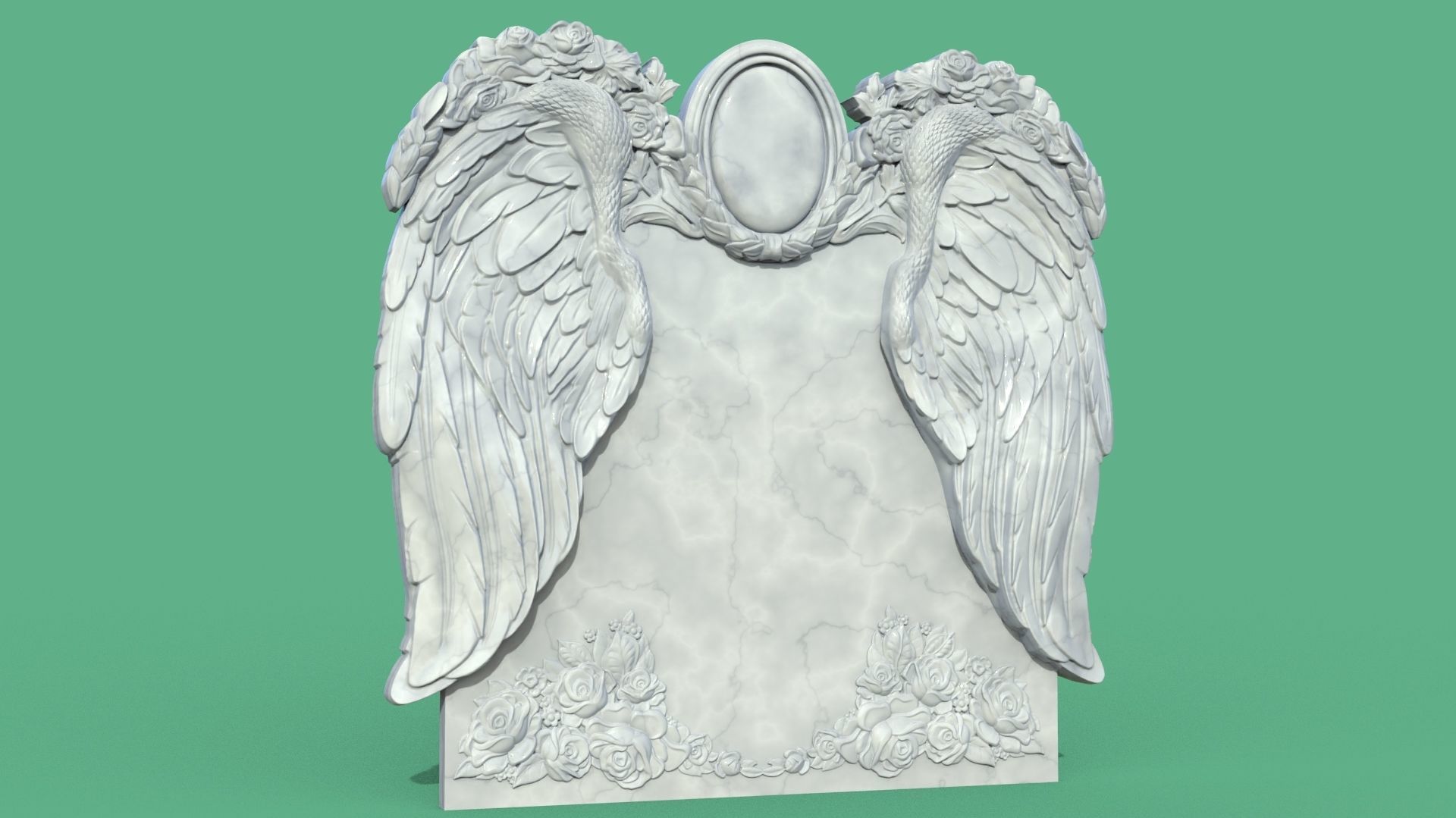 Memorial tombstone with wings 3D print model_12