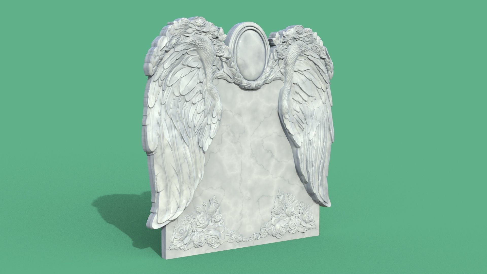 Memorial tombstone with wings 3D print model_11