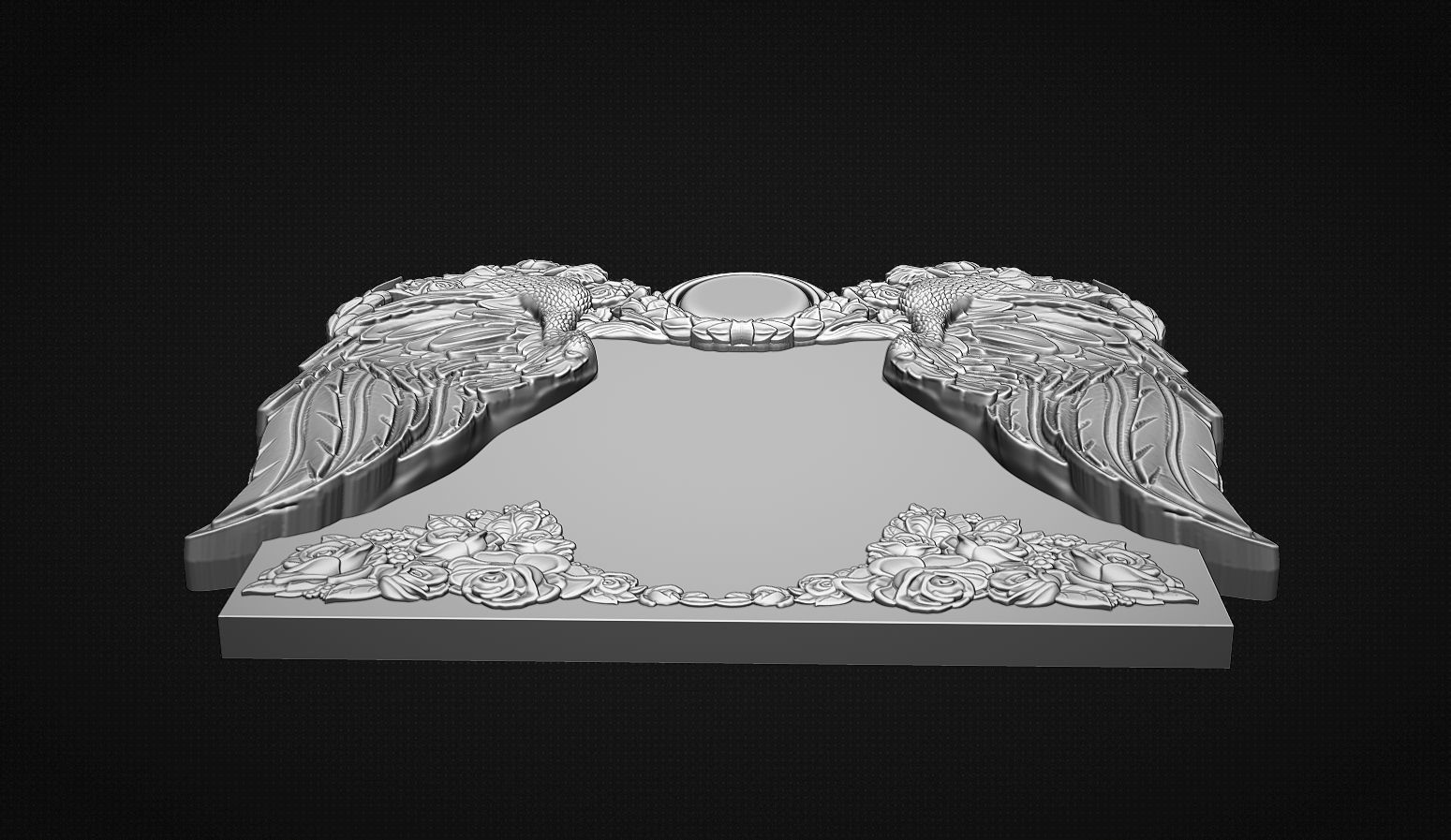 Memorial tombstone with wings 3D print model_3