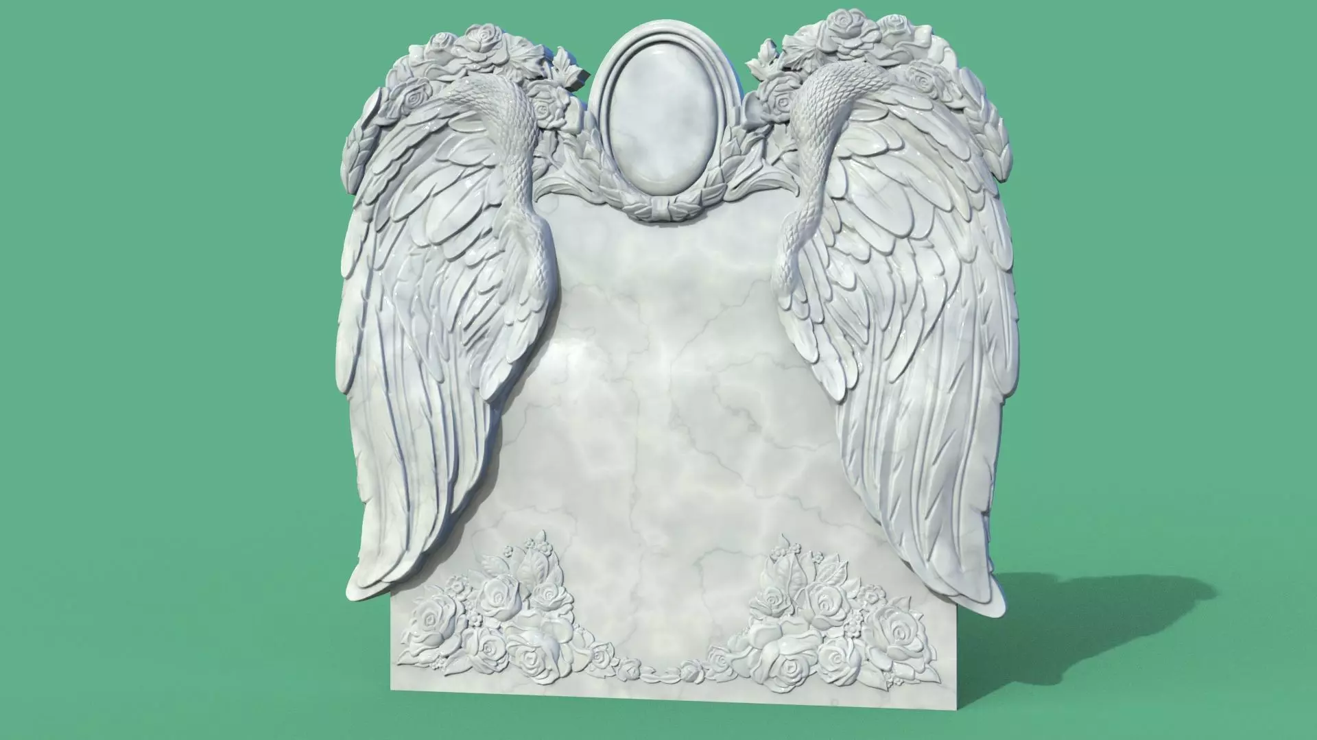 Memorial tombstone with wings 3D print model_10