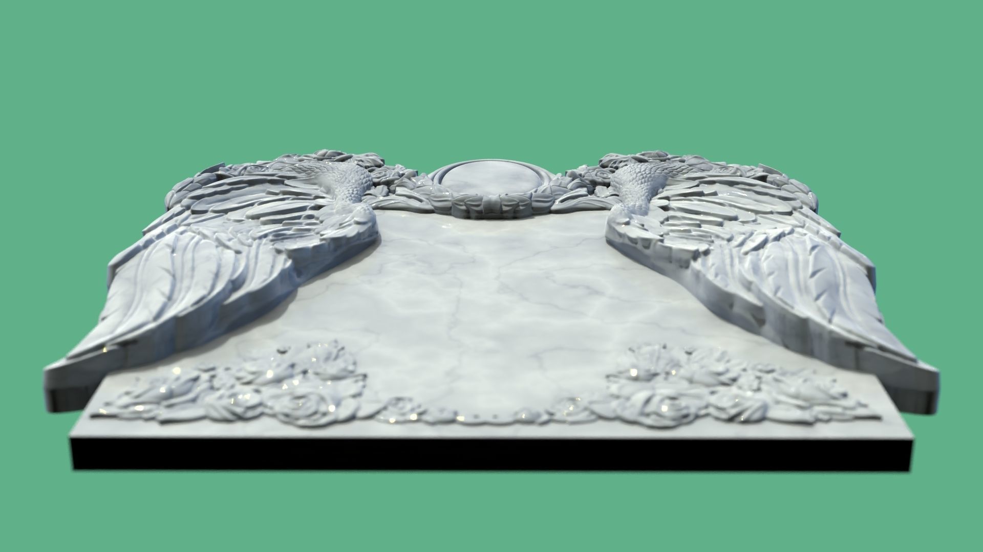 Memorial tombstone with wings 3D print model_15